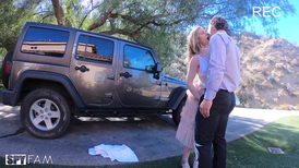 Sassy blonde Anya Olsen fucked by stepbro in the car