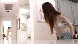 Sneaky brunette Charity Crawford surprises stepbrother