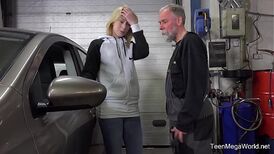 anger-n-Youthfull.com wrath-rage Daniela C fury-rage Light-Haired gets a off the hook service in the garage